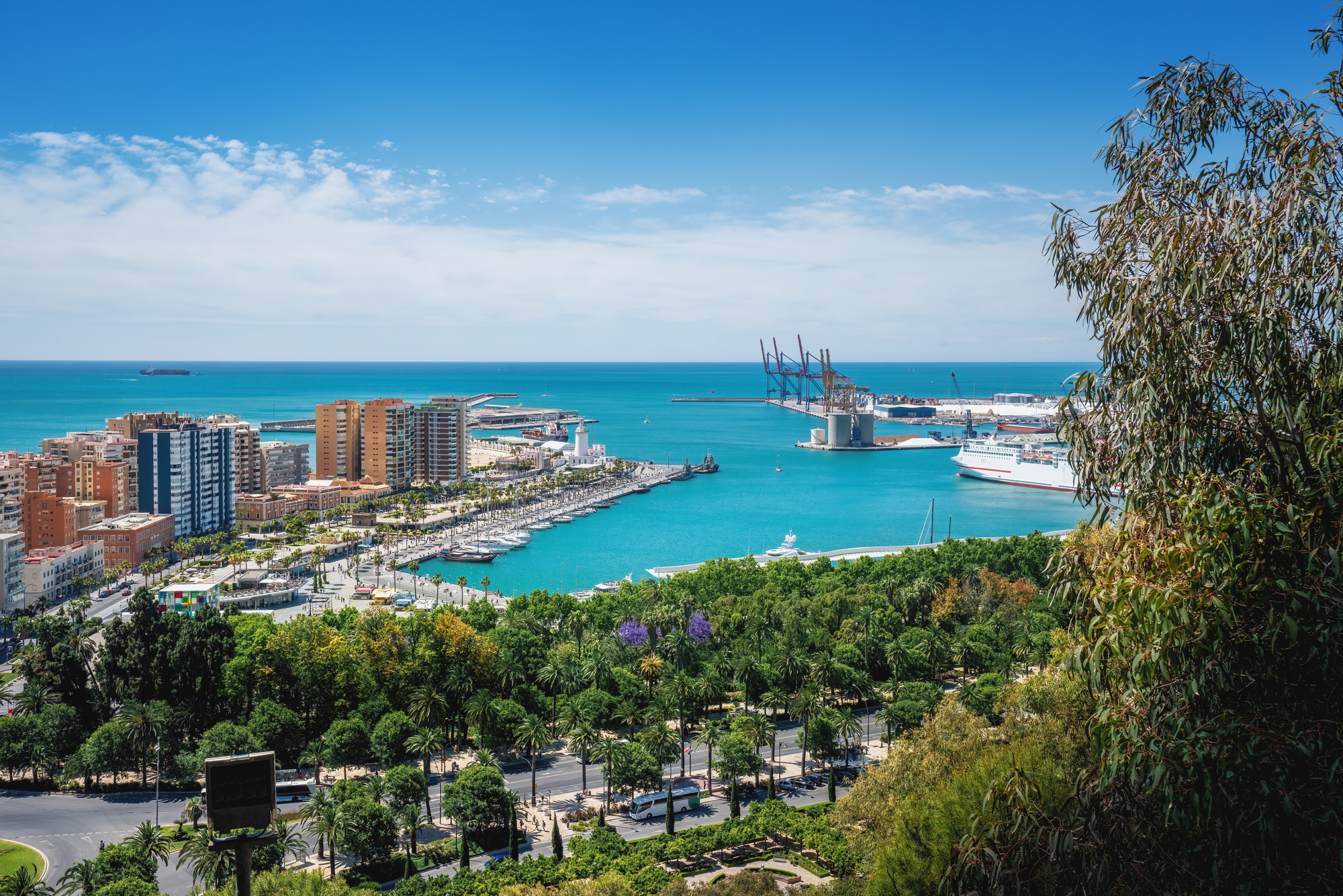 Aerial view of Malaga Coast and Port of Malaga - Malaga, Andalusia, Spain
